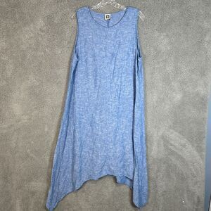 Anne Klein Women’s XL Blue Sharkbite Linen Blend Dress